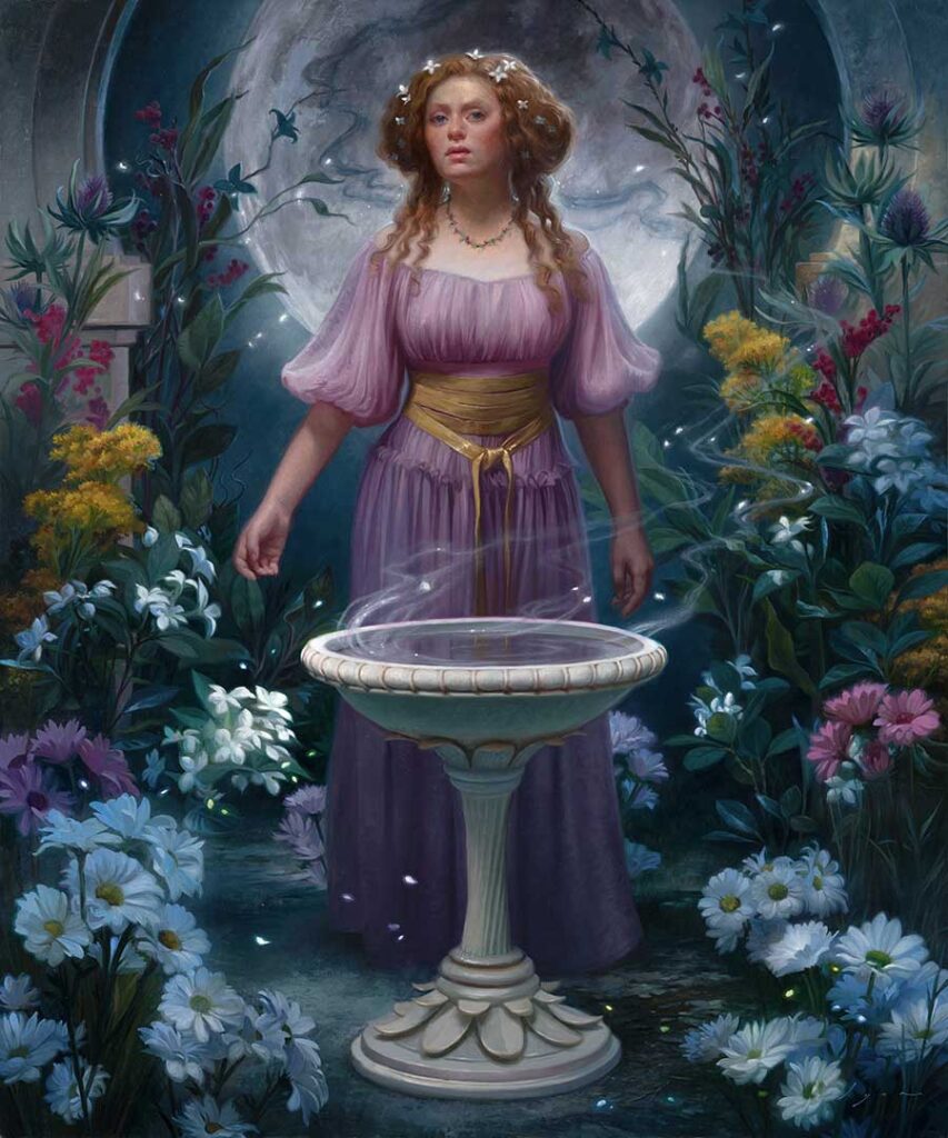 Howard Lyon "Oracle of the Moon", Oil on linen on panel for Midnight Garden 