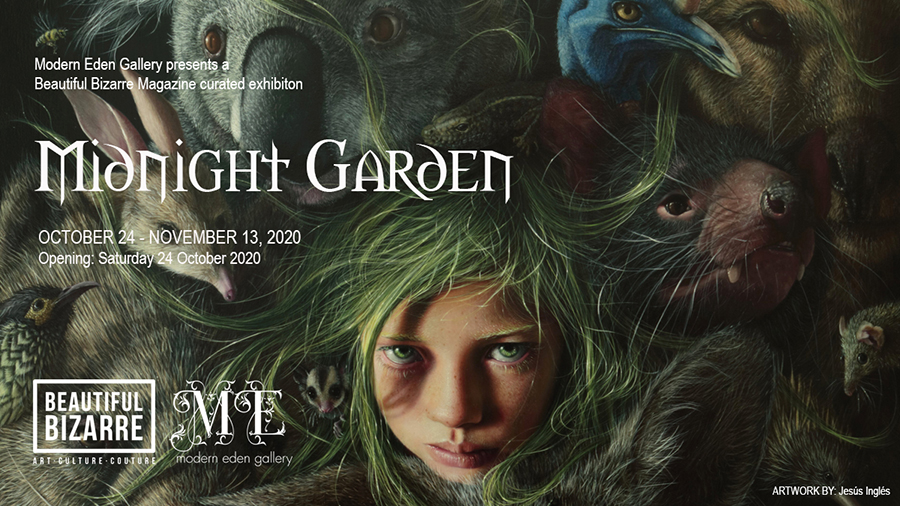 Midnight Garden Beautiful Bizarre curated exhibition at Modern Eden Gallery 